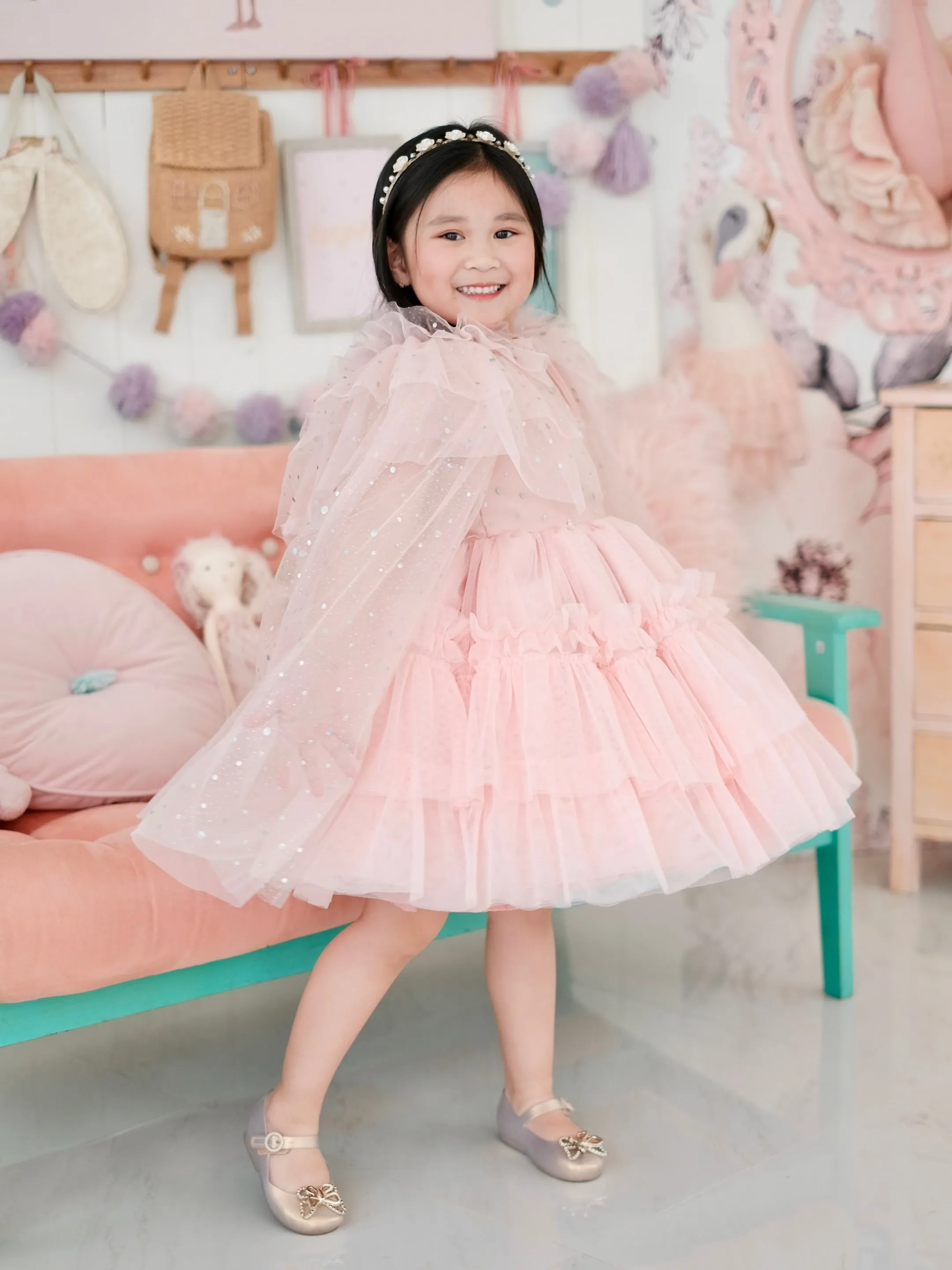 Lilah Sparkle Cape | Blush