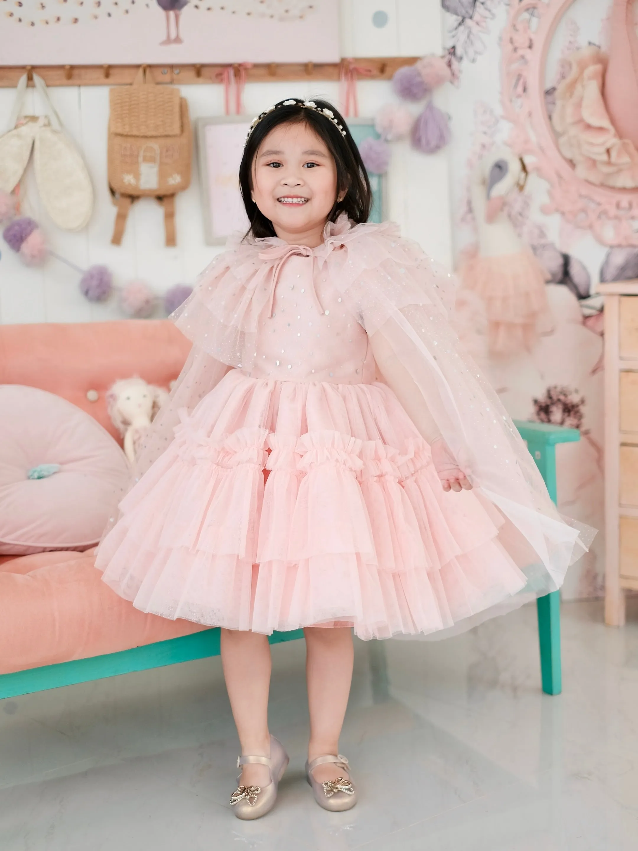 Lilah Sparkle Cape | Blush