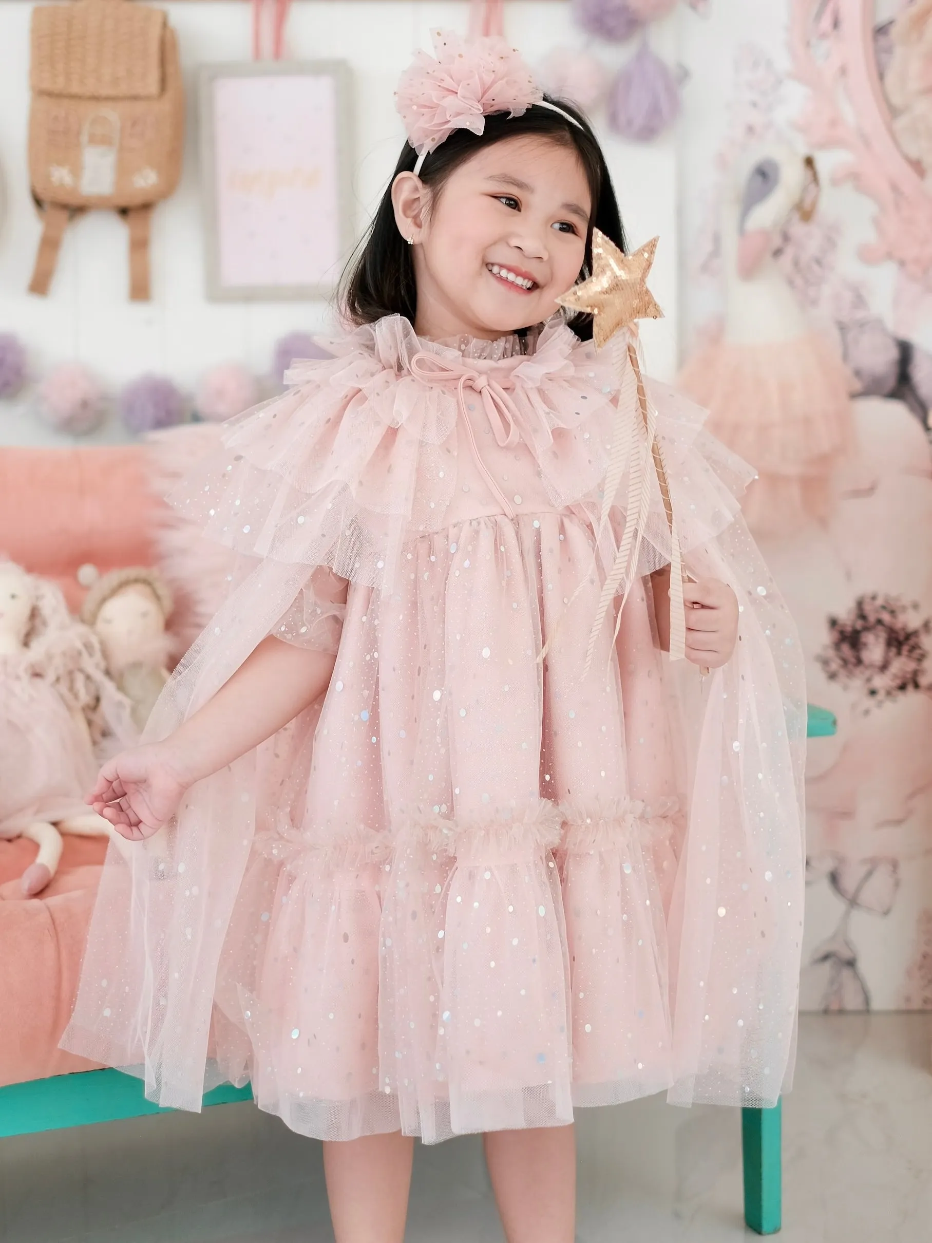 Lilah Sparkle Cape | Blush