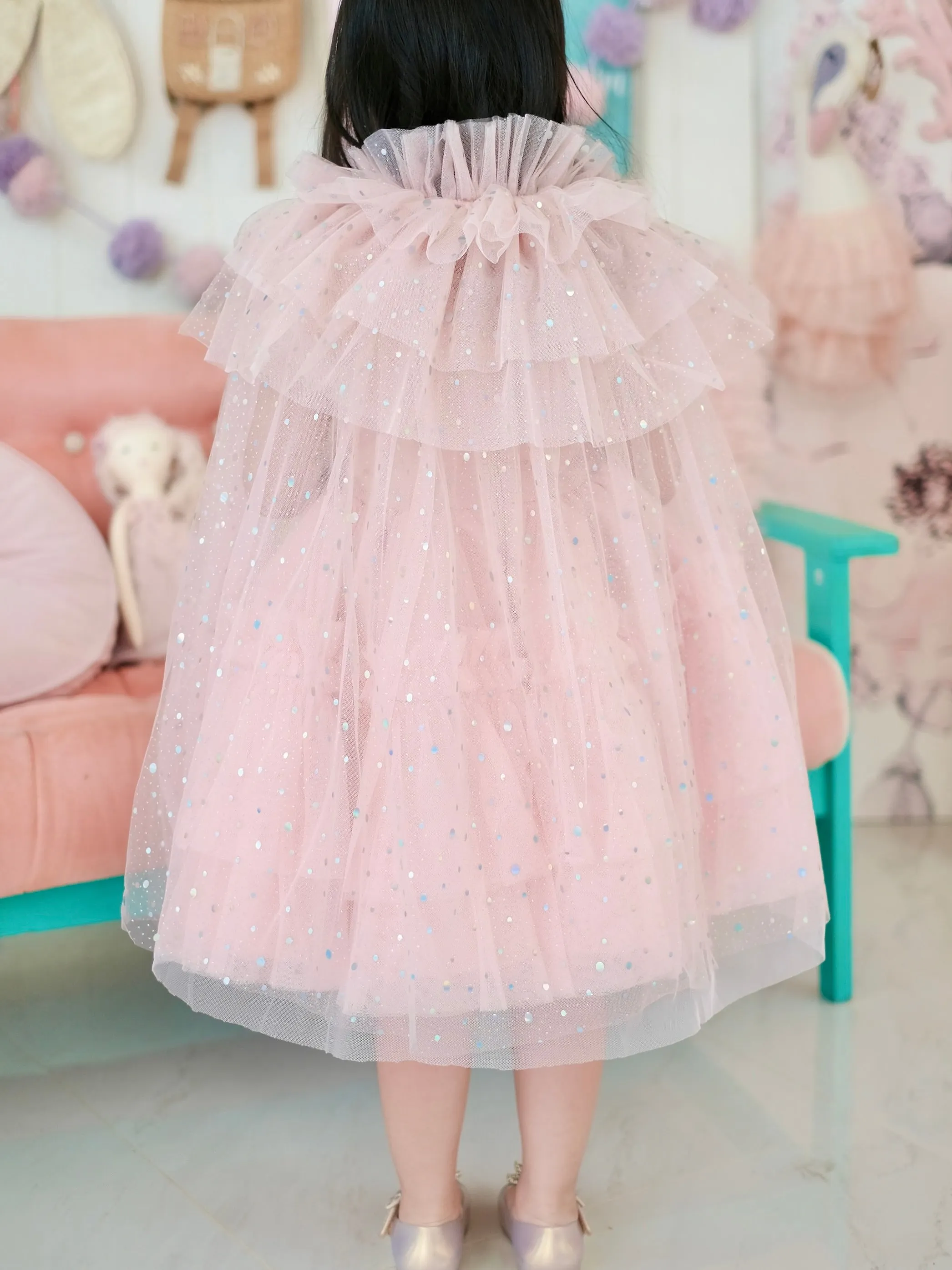 Lilah Sparkle Cape | Blush