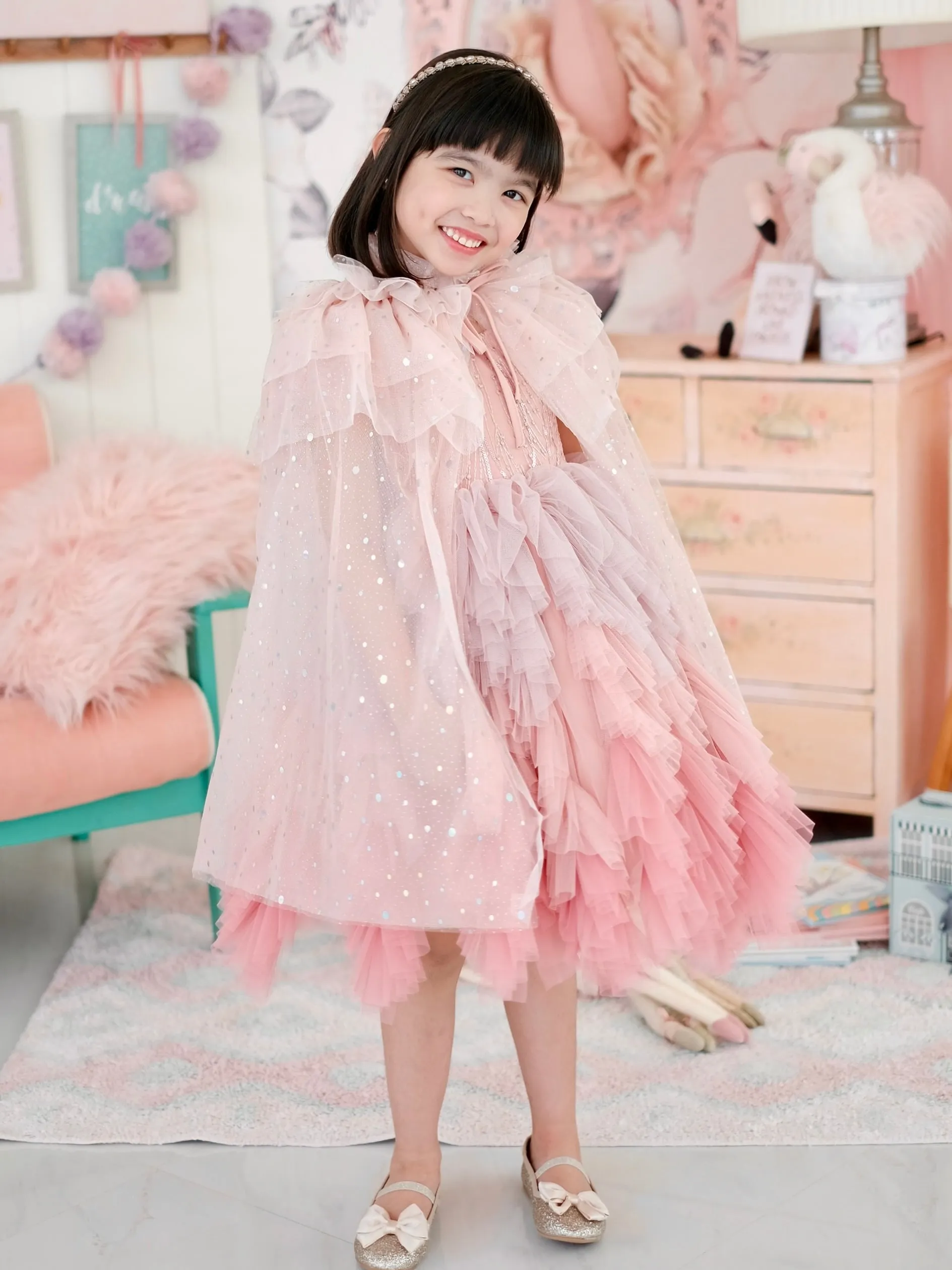 Lilah Sparkle Cape | Blush