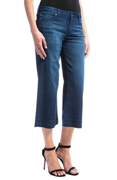 Liverpool Jeans Layla High Waist Release Hem Crop Wide Leg Jeans