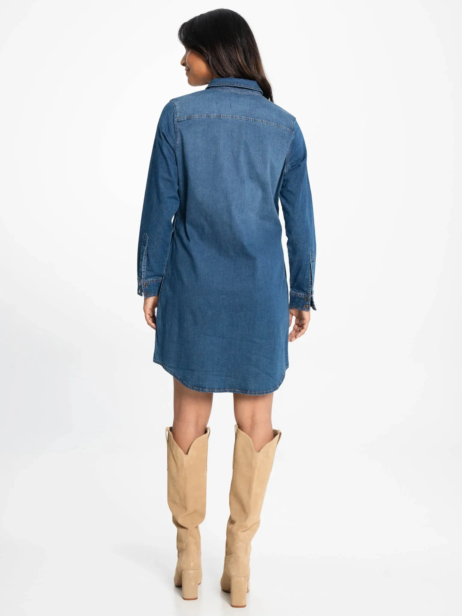 Lois- long-sleeve denim shirtdress