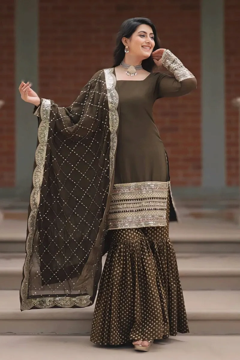 Long Sleeve Sharara Suit For Mehendi Rasam