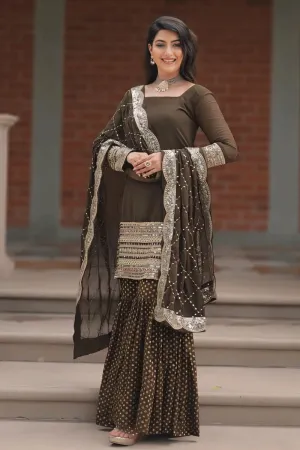 Long Sleeve Sharara Suit For Mehendi Rasam