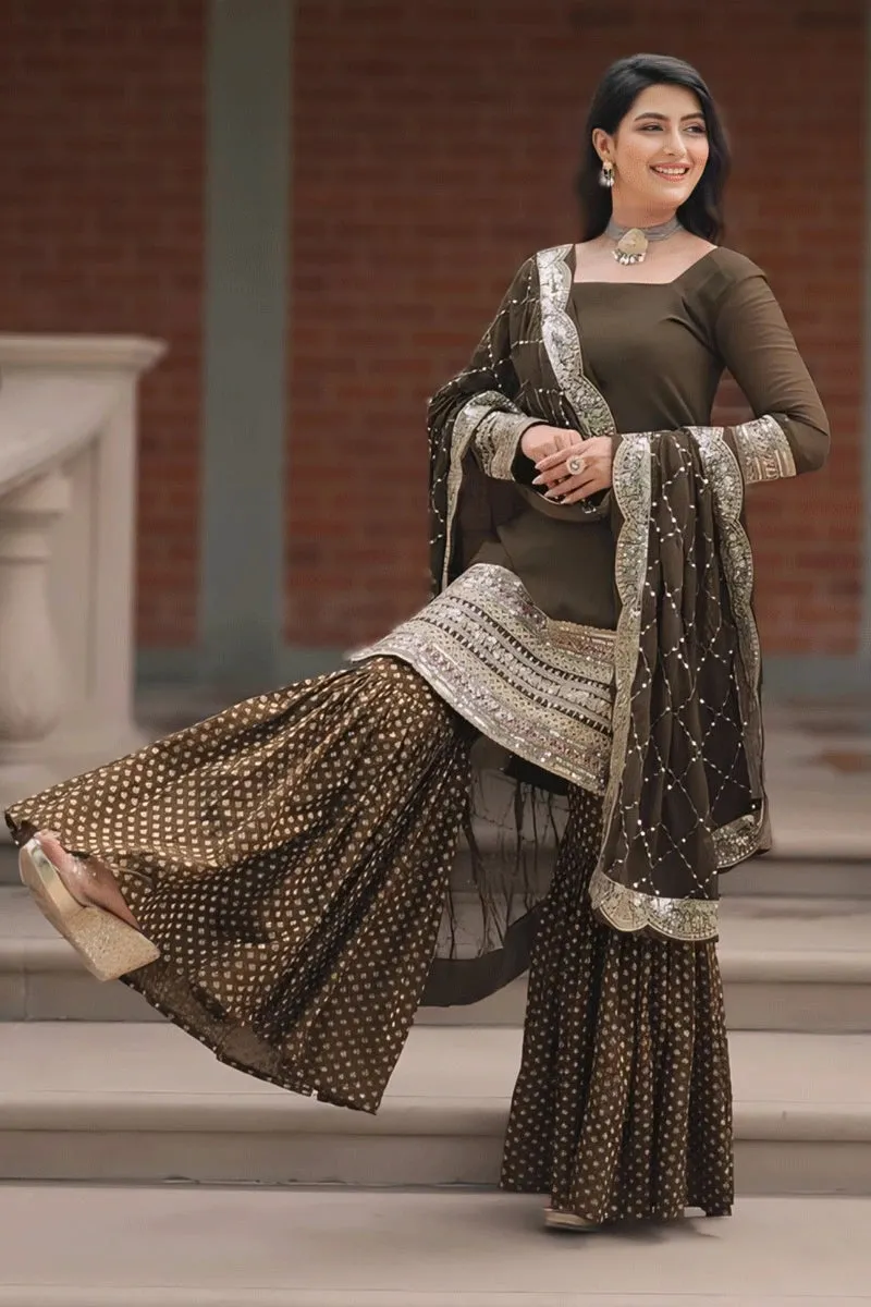 Long Sleeve Sharara Suit For Mehendi Rasam