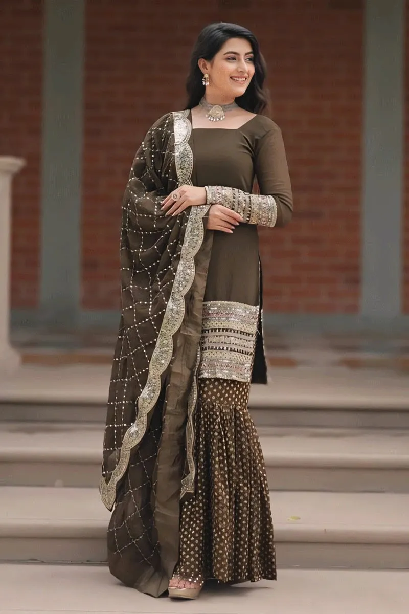 Long Sleeve Sharara Suit For Mehendi Rasam