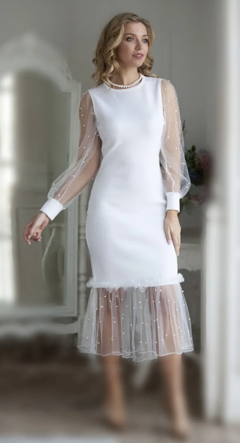 Long Sleeve Short Length Wedding Dress