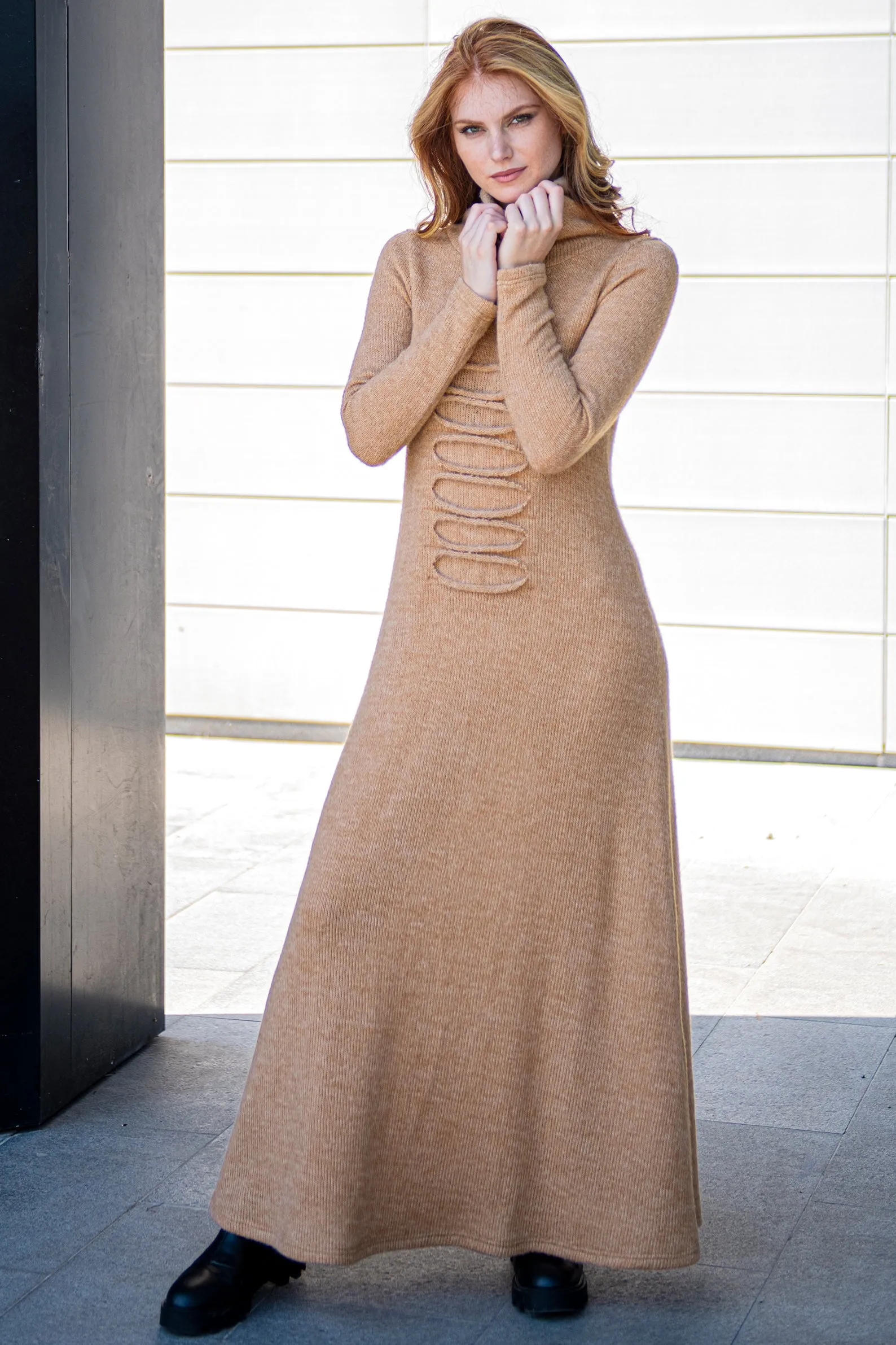 Long Sweater Dress with Front Detailing