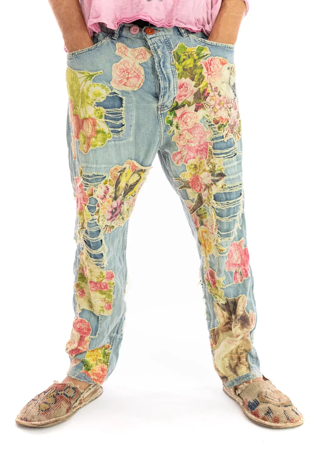 Magnolia Pearl Floral appliqué miner denims PANTS 371-WSHID