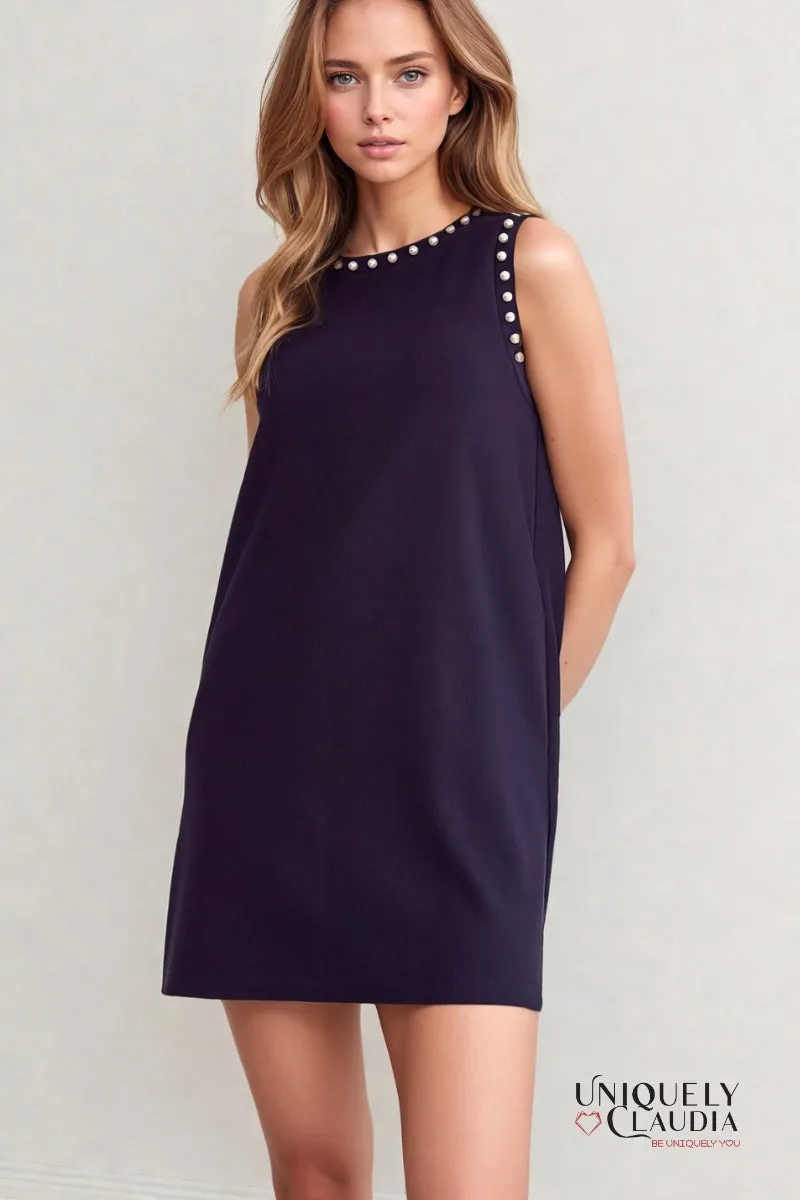 Maisie Pearl Embellished Sleeveless Sheath Dress