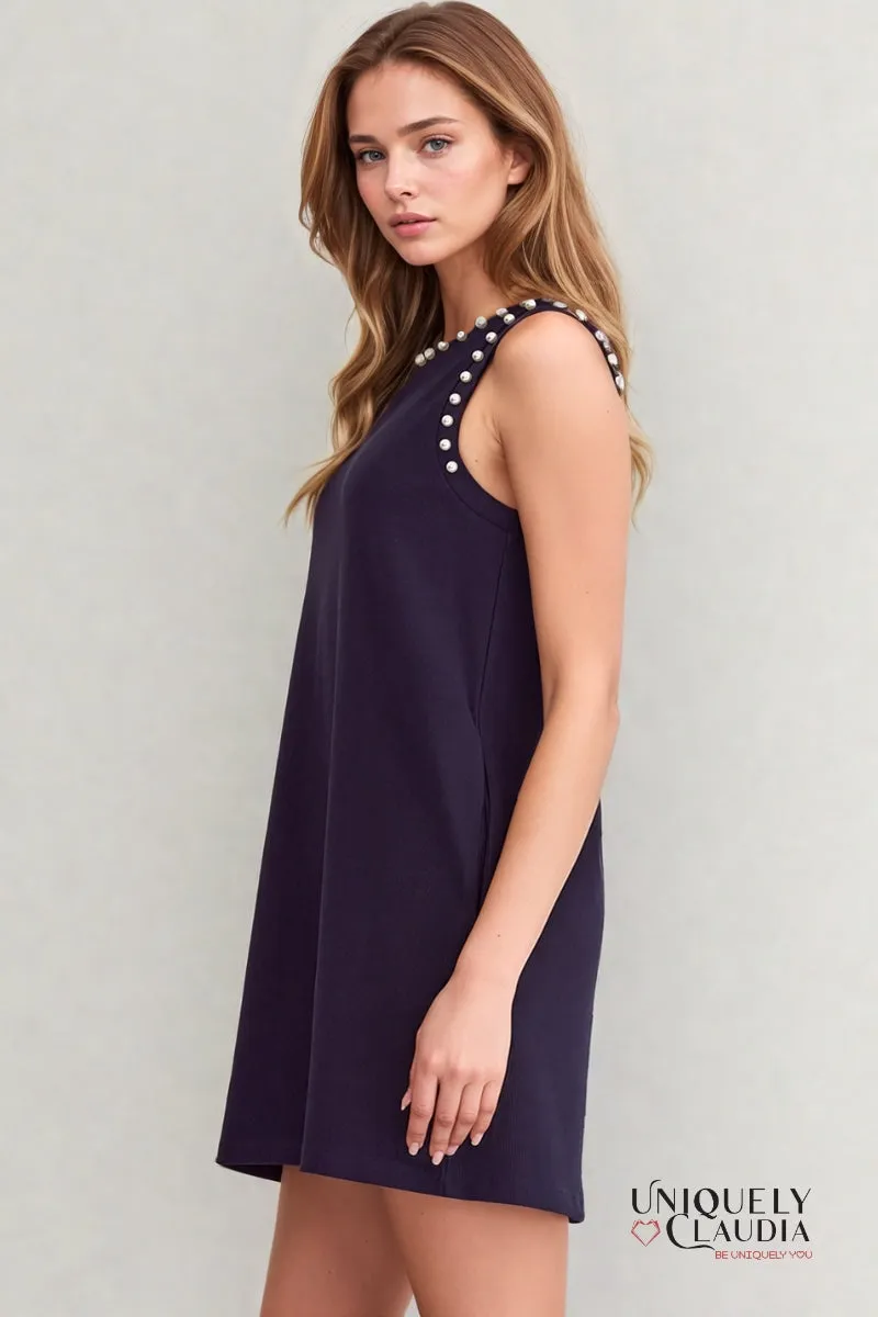 Maisie Pearl Embellished Sleeveless Sheath Dress