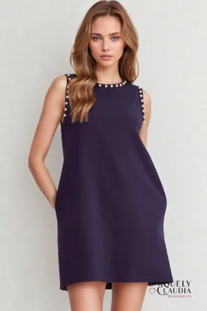 Maisie Pearl Embellished Sleeveless Sheath Dress