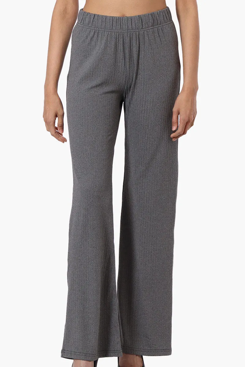 Majora Ribbed Wide Leg Pants - Grey