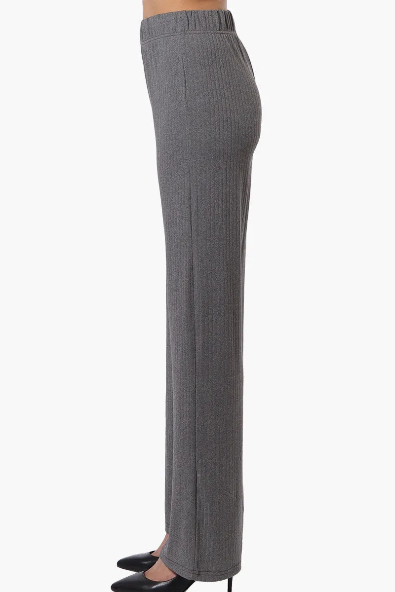 Majora Ribbed Wide Leg Pants - Grey