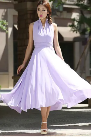 Maxi dress women purple chiffon dress prom dress wedding dress(994)