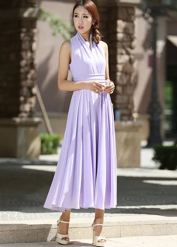 Maxi dress women purple chiffon dress prom dress wedding dress(994)