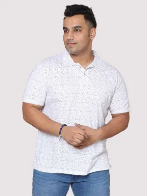 Men Plus Size Abstract Geometric Pattern Digital Printed Polo Collar T-shirt