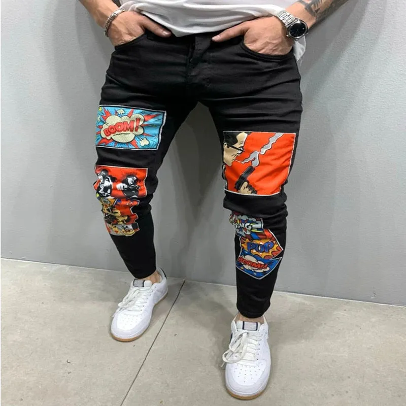 Men Slim Fit Denim Vintage Skinny Jeans