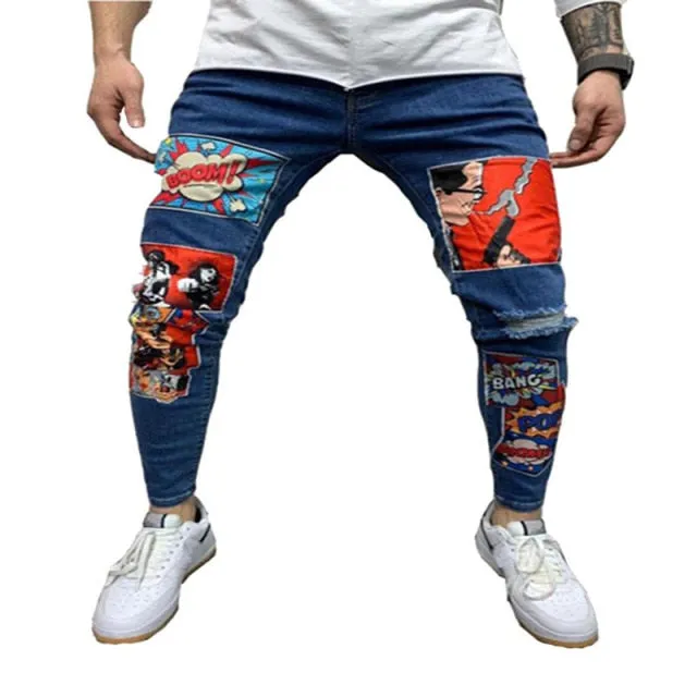 Men Slim Fit Denim Vintage Skinny Jeans