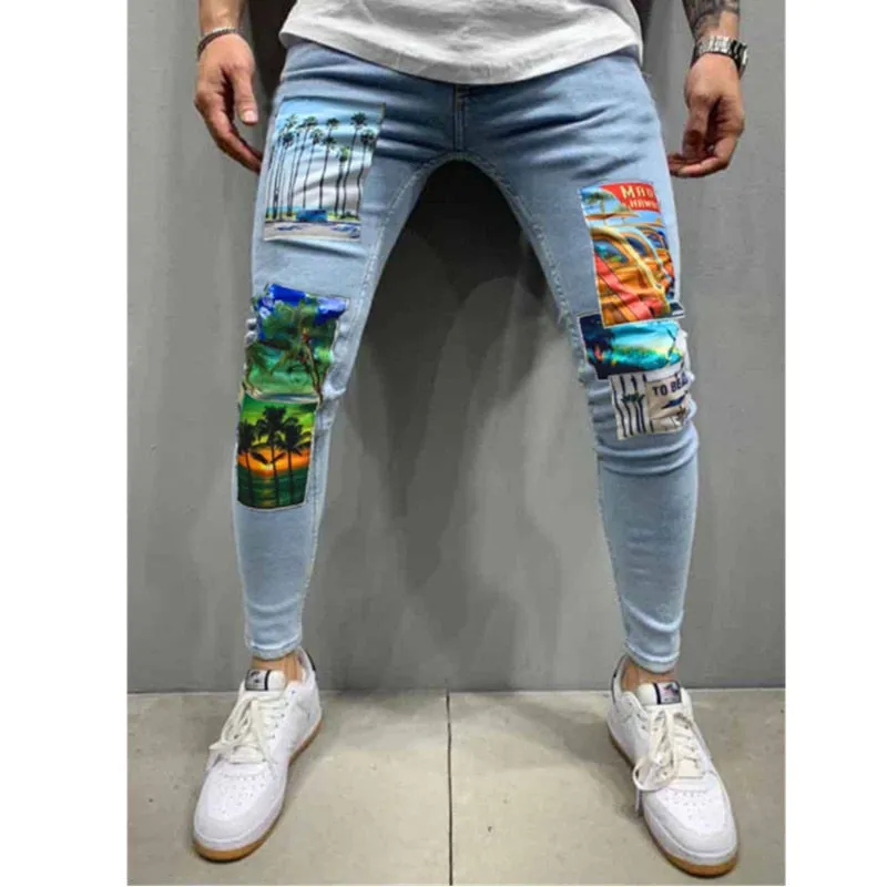 Men Slim Fit Denim Vintage Skinny Jeans