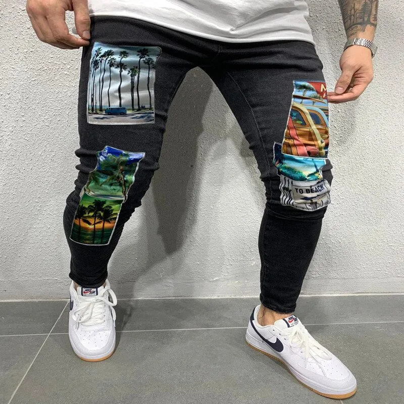 Men Slim Fit Denim Vintage Skinny Jeans