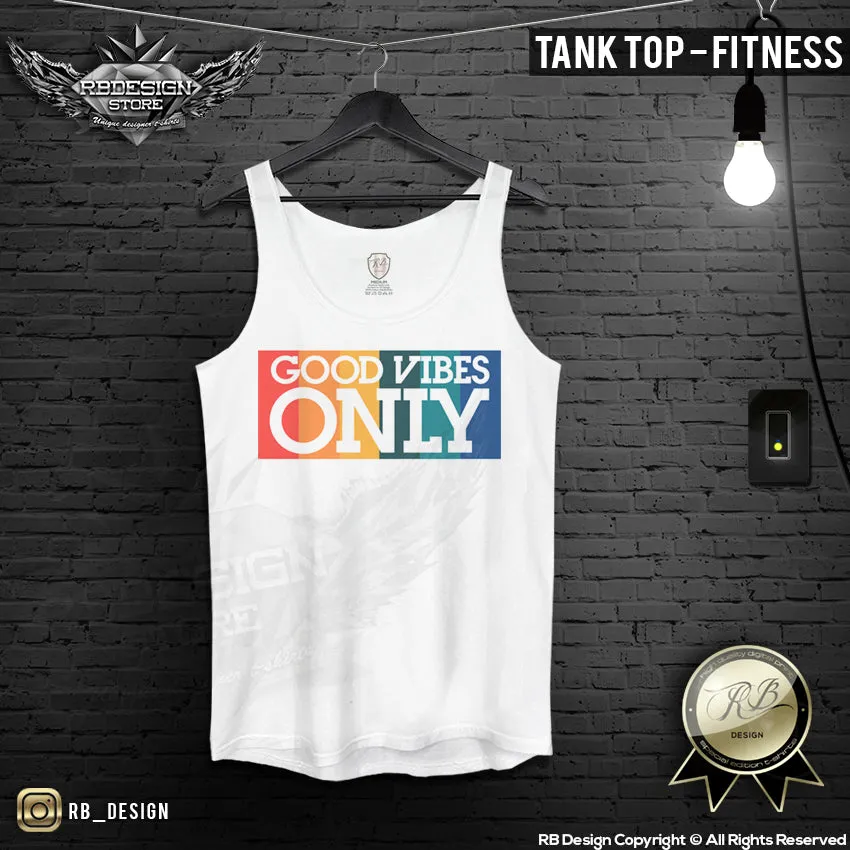 Men's T-shirt Good Vibes Only Wording Summer Beach Tank Top MD738