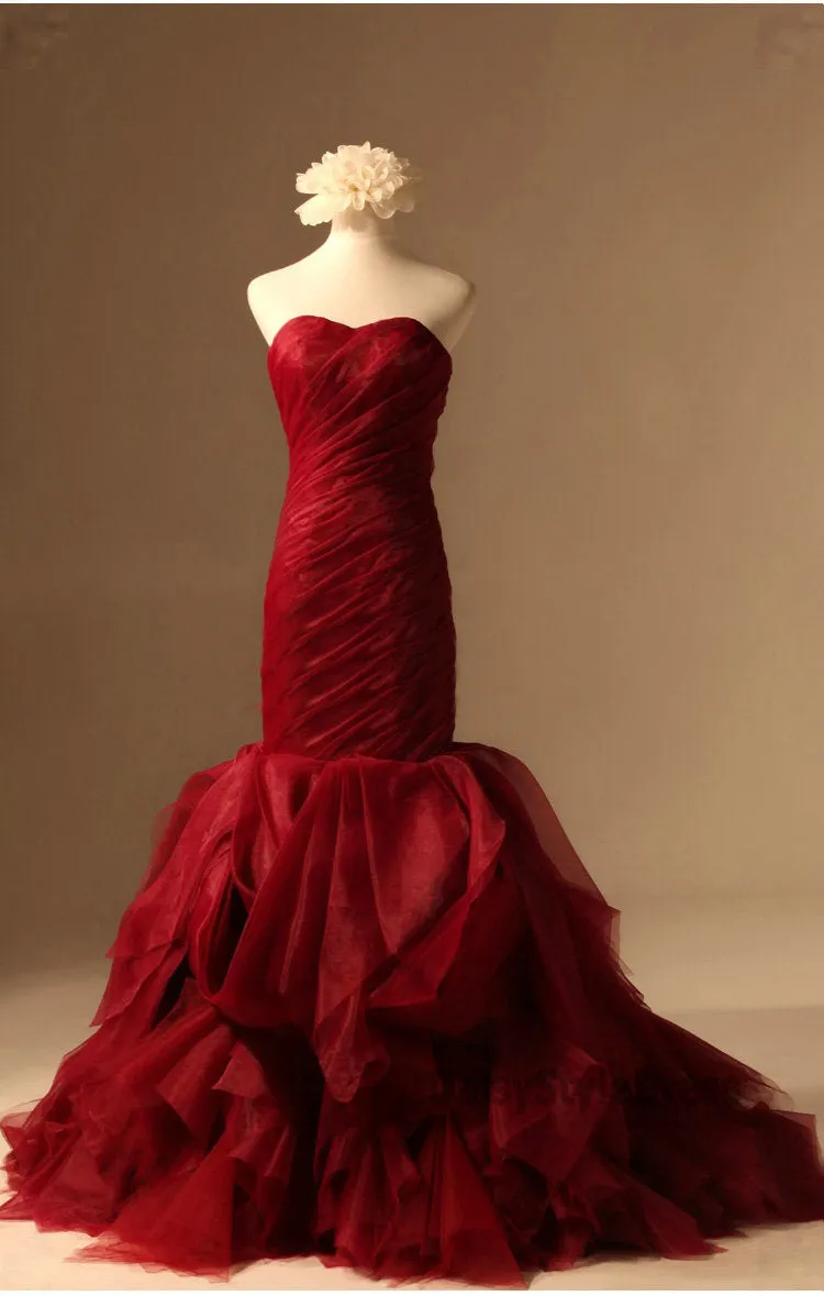 Mermaid Burgundy Wedding Dress