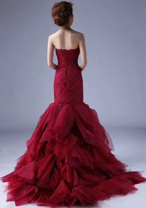 Mermaid Burgundy Wedding Dress