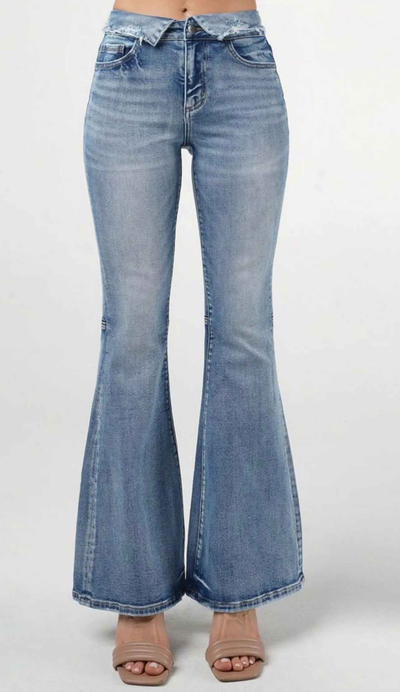 Mid Rise Super Flare Jeans by Cero