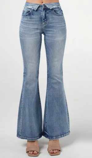 Mid Rise Super Flare Jeans by Cero