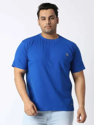 MIDNIGHT BLUE ROUND NECK COTTON LYCRA TSHIRT PLUS SIZE