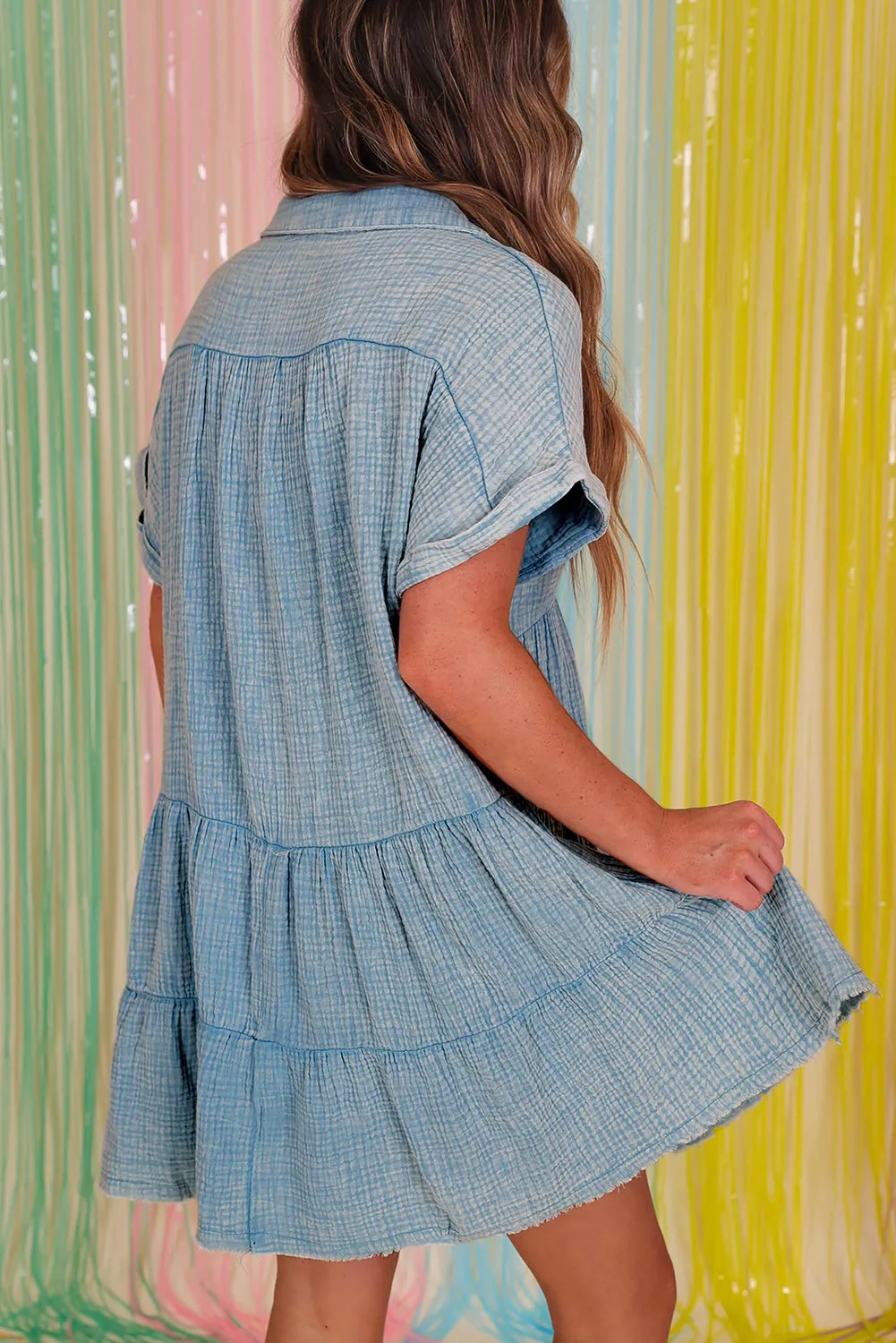 Mineral Wash Crinkle Tiered Dress