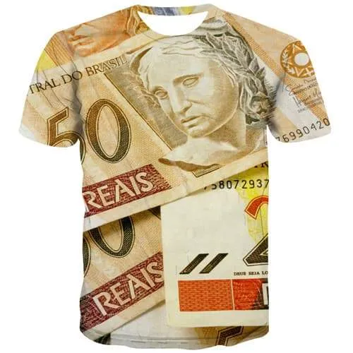 Money T shirts Men Character Tshirts Casual Cartoon T-shirts 3d Funny Tshirts Novelty Harajuku T-shirts Graphic Short Sleeve