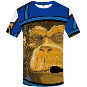 Monkey T shirts Men Graffiti Tshirts Casual Animal T-shirts 3d Art Tshirts Novelty Harajuku Tshirt Printed Short Sleeve Hip hop