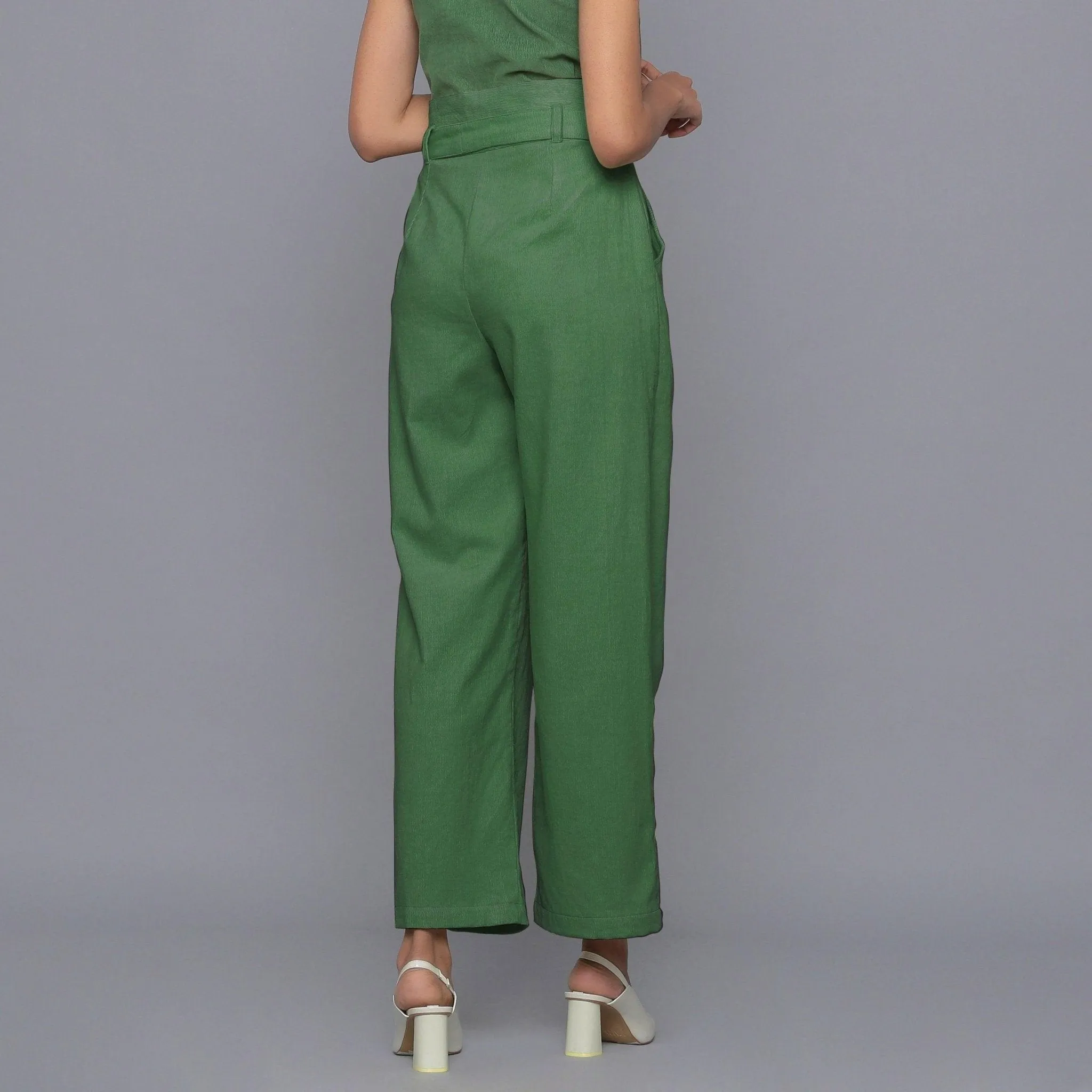 Moss Green Warm Cotton Corduroy Ankle Length Pant