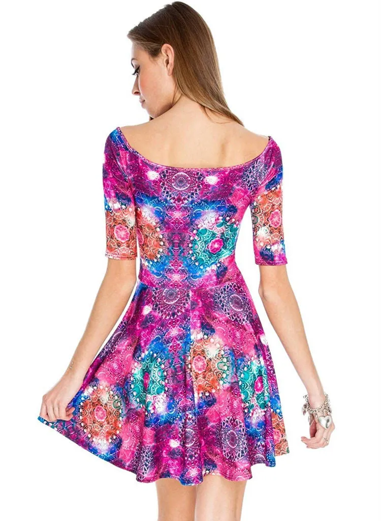 Multi-coloured Skater style Evening Party Mini dress