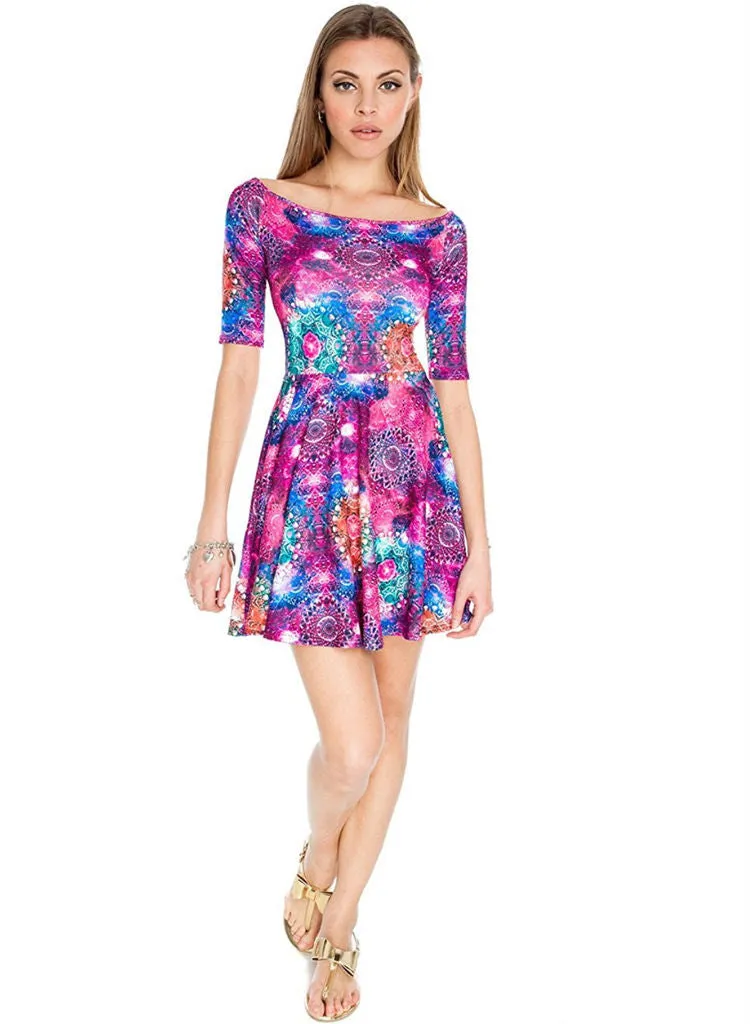 Multi-coloured Skater style Evening Party Mini dress