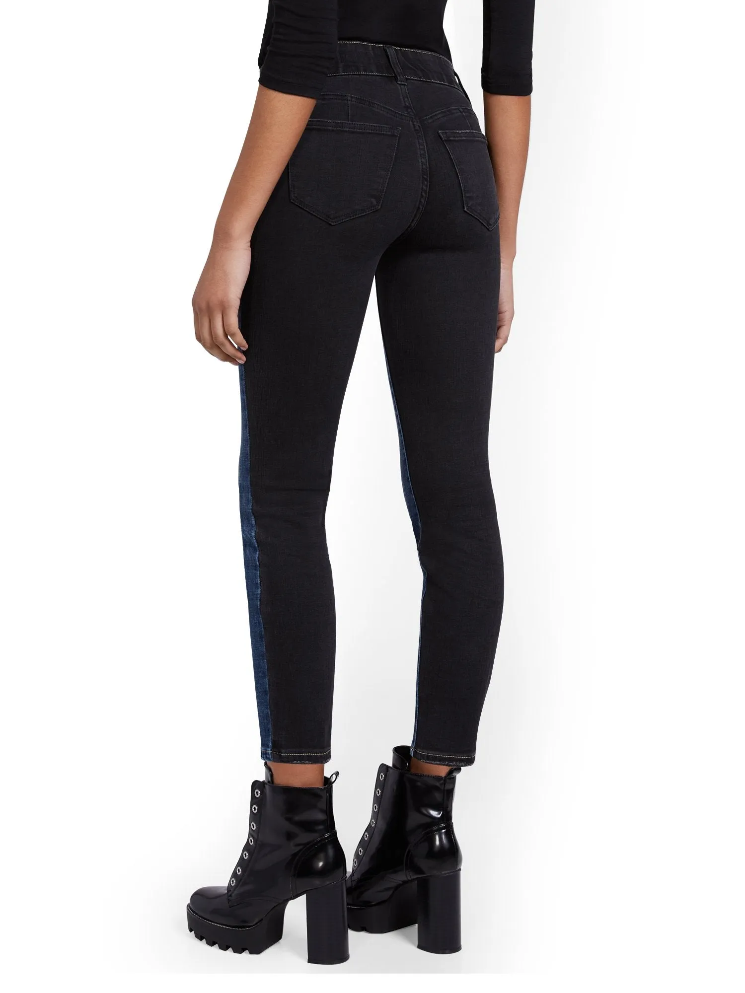 Mya Curvy High-Waisted Super-Skinny Ankle Jeans - Colorblock