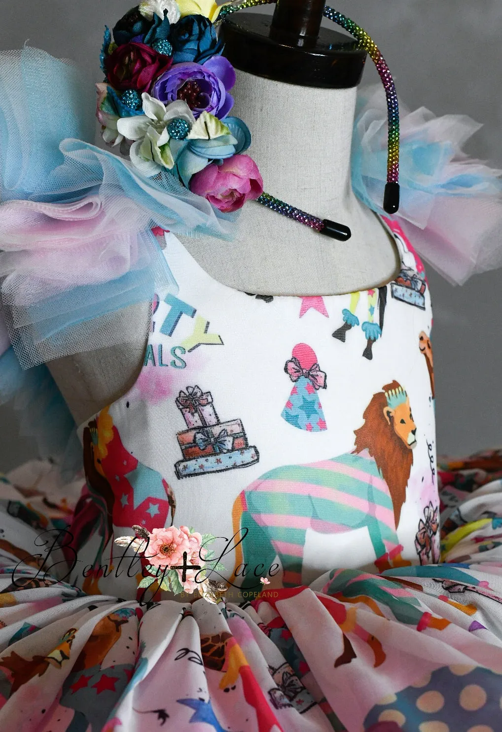 NEW. Exclusive "Party Animals"-Petal Length Gown ( 3 Year - Petite 4 Year)