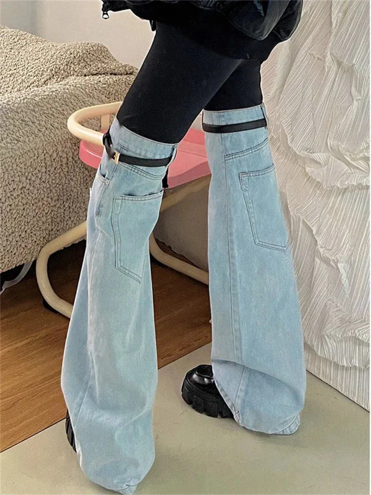 New Rise Streetwear Loose Denim Low Fashion Wide Summer Jeans