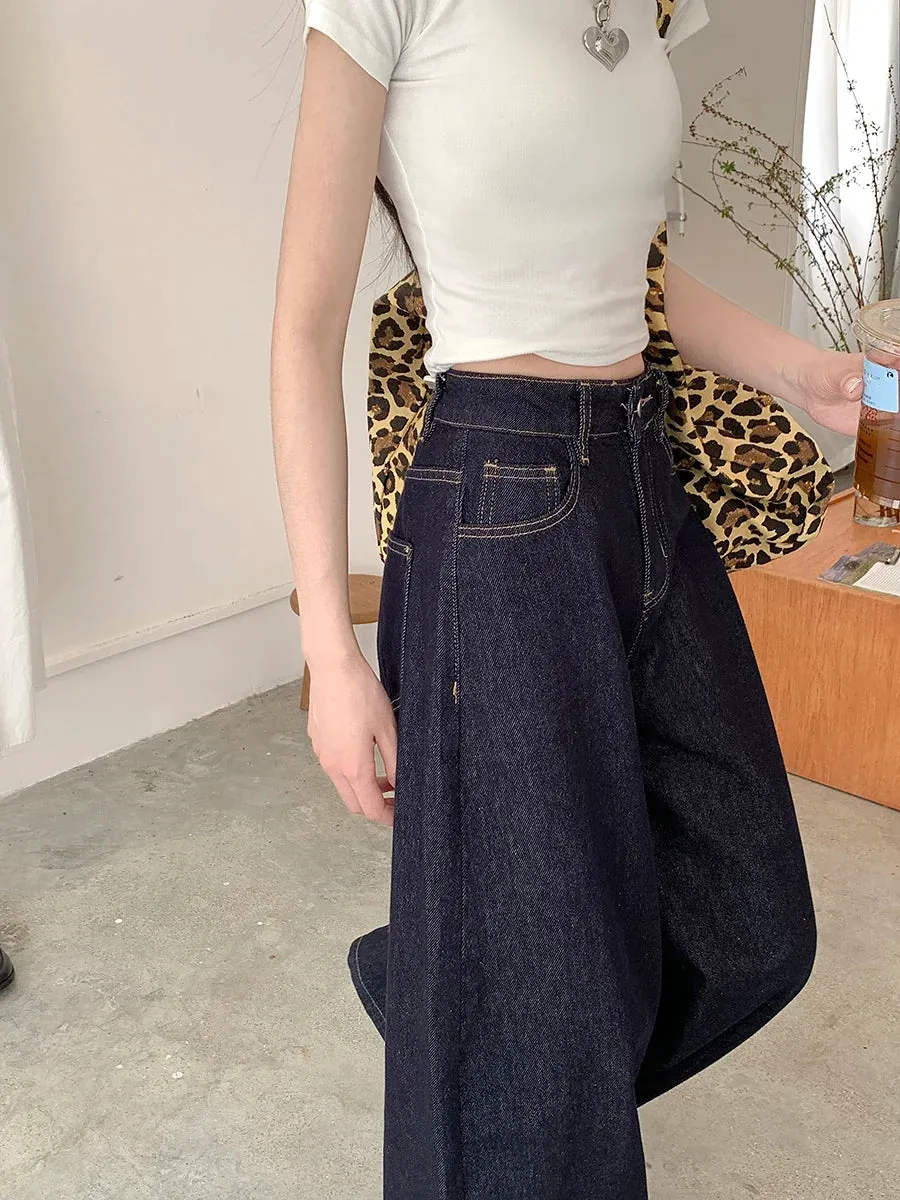 New Vintage Wide Leg Woman Oversized Denim Streetwear Full Length Jeans