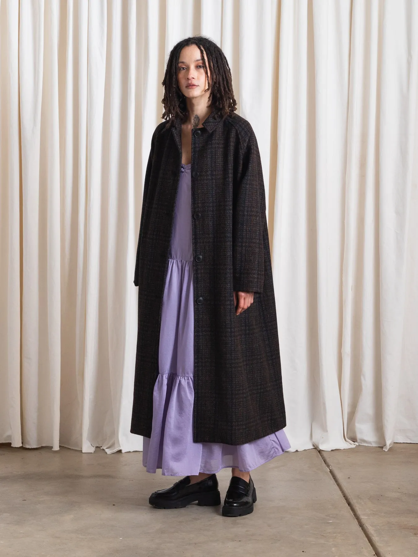 NEW WOOL TRENCH - PLAID