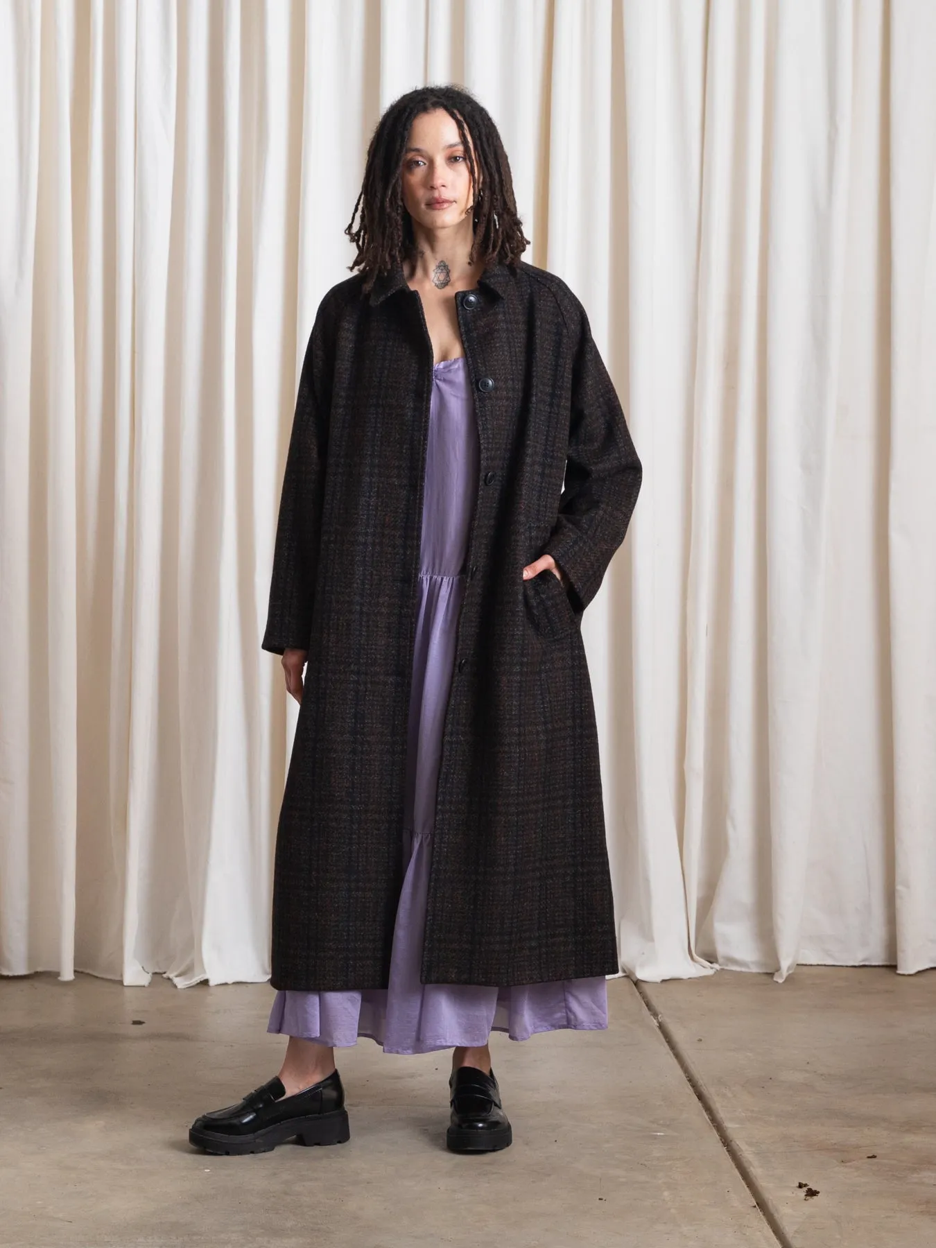 NEW WOOL TRENCH - PLAID