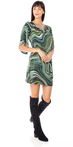 Nightfall Dress, marbled teal