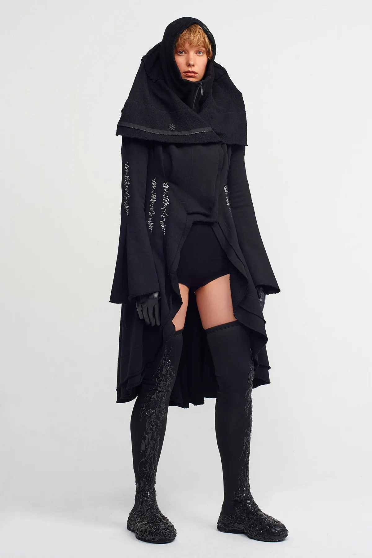 Nu Embroidered Cape Jacket Black