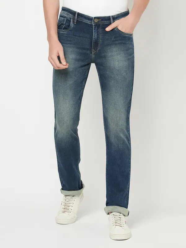 Octave Men Blue Low Distress Heavy Fade Jeans