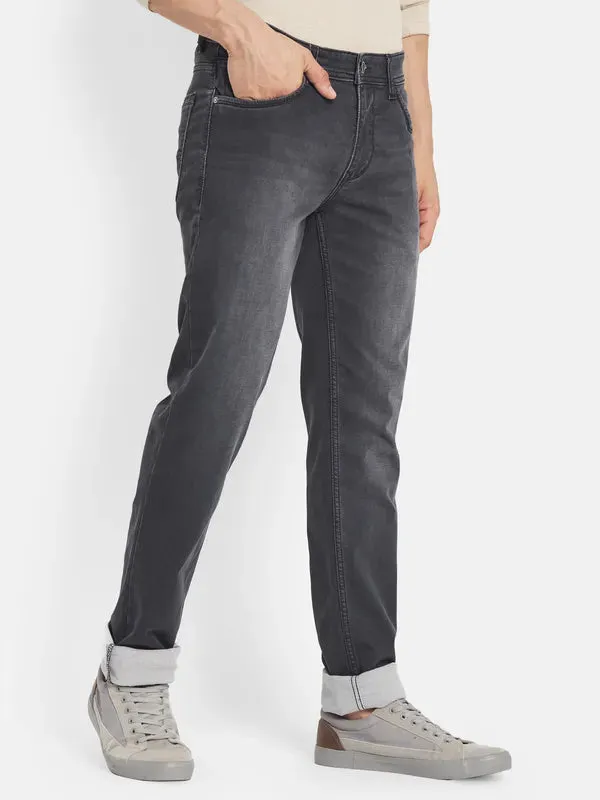 Octave Men Grey Straight Fit Light Fade Stretchable Jeans