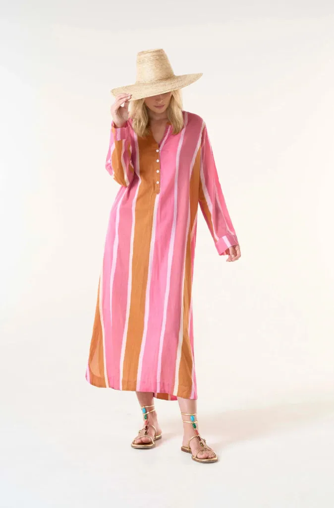 One Season Bazaar Stripe Dress in Pink