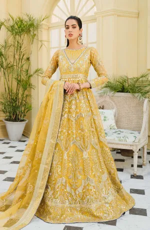 Pakistani Maxi Dress in Bright Yellow Shade #PF425